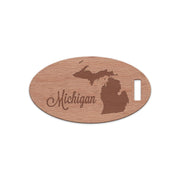 Michigan w/ Name Wooden Oval Tag