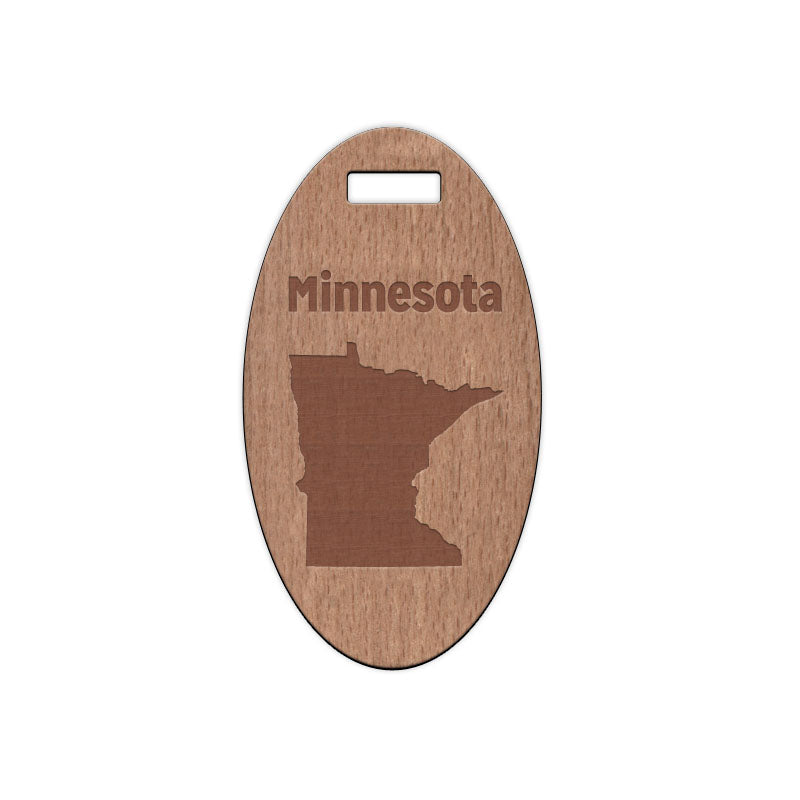 Minnesota w/ Name Wooden Oval Tag