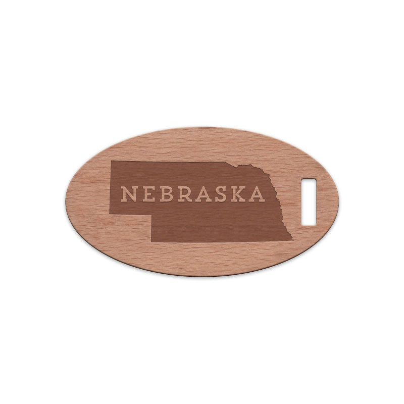 Nebraska w/ Name Wooden Oval Tag