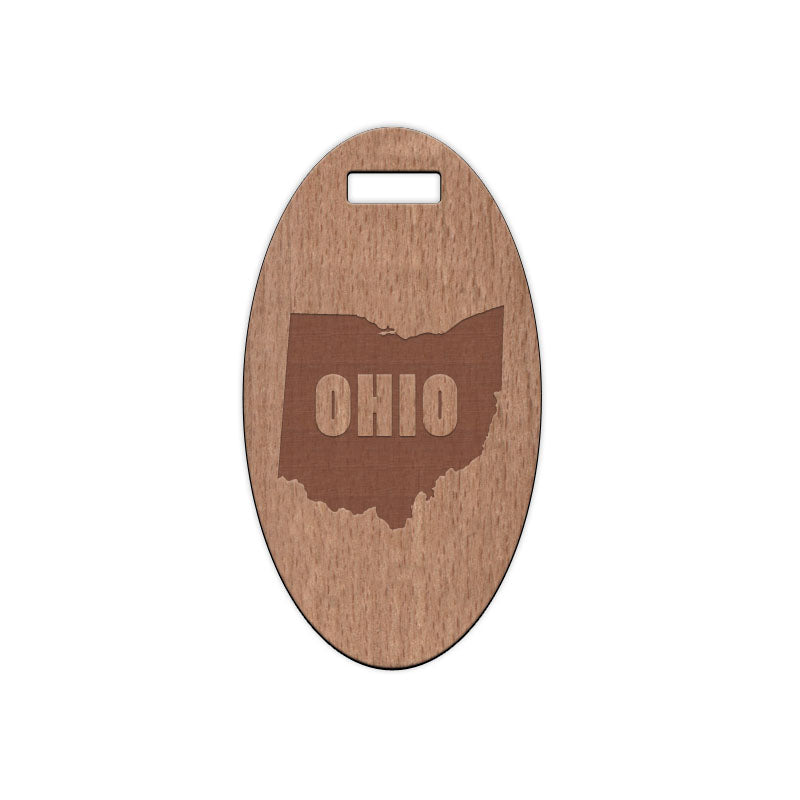 Ohio w/ Name Wooden Oval Tag
