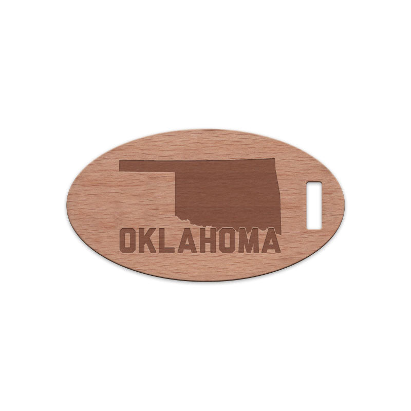 Oklahoma w/ Name Wooden Oval Tag
