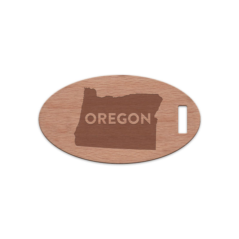 Oregon w/ Name Wooden Oval Tag