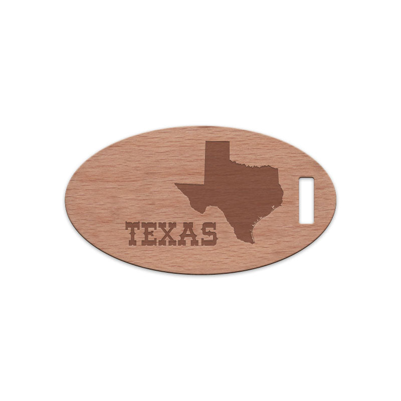 Texas w/ Name Wooden Oval Tag