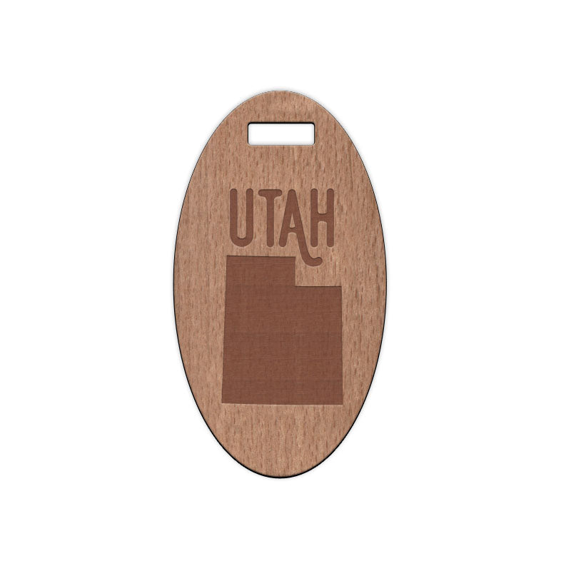 Utah w/ Name Wooden Oval Tag