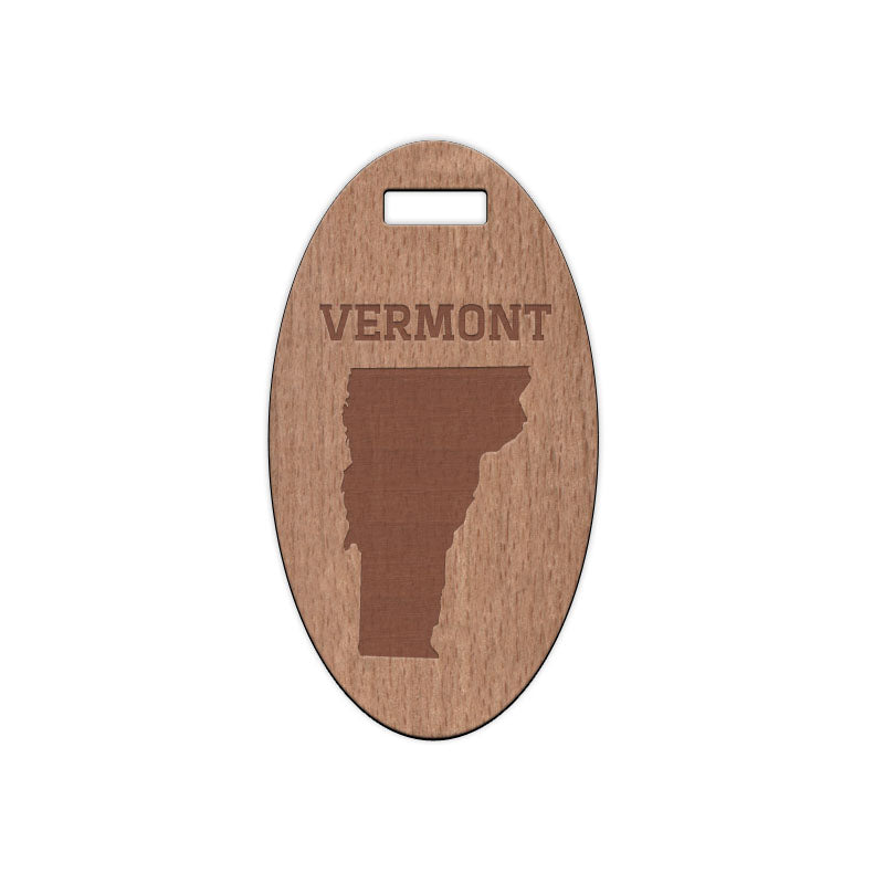 Vermont w/ Name Wooden Oval Tag