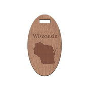 Wisconsin w/ Name Wooden Oval Tag