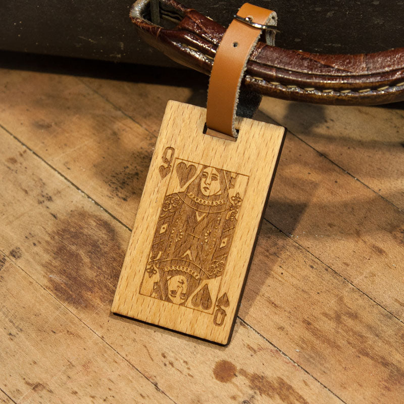 Queen of Hearts Wooden Rectangle Tag
