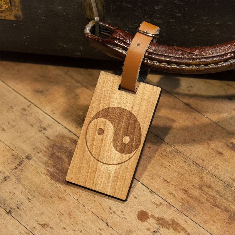 Yin Yang Wooden Rectangle Tag