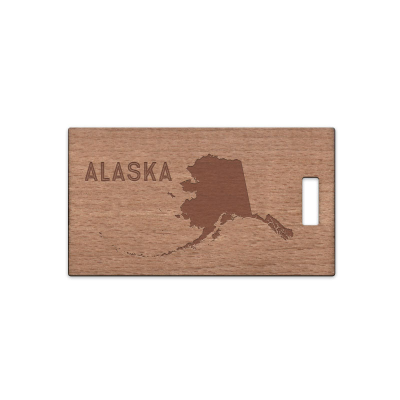 Alaska w/ Name Wooden Rectangle Tag