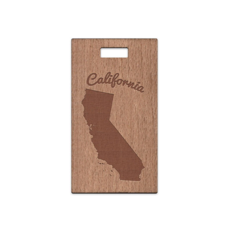 California w/ Name Wooden Rectangle Tag