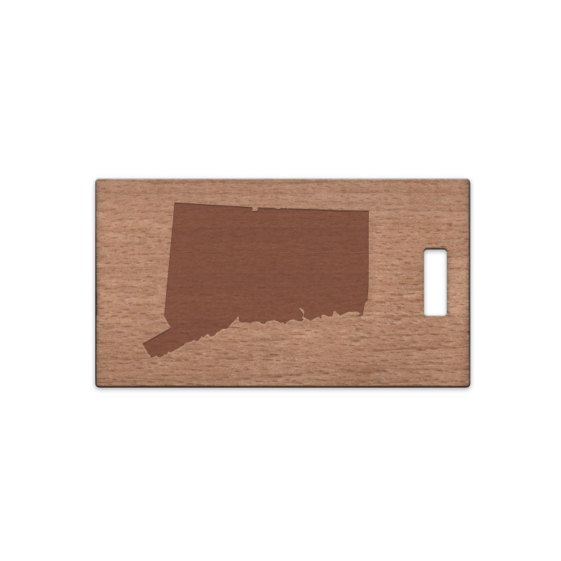 Connecticut Wooden Rectangle Tag
