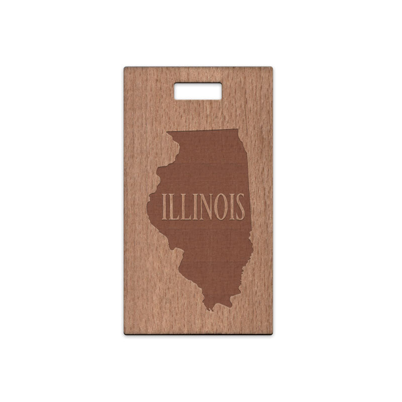 Illinois w/ Name Wooden Rectangle Tag
