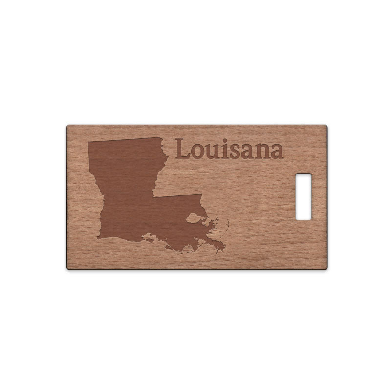 Louisiana w/ Name Wooden Rectangle Tag