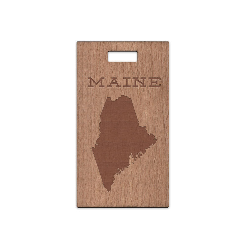 Maine w/ Name Wooden Rectangle Tag