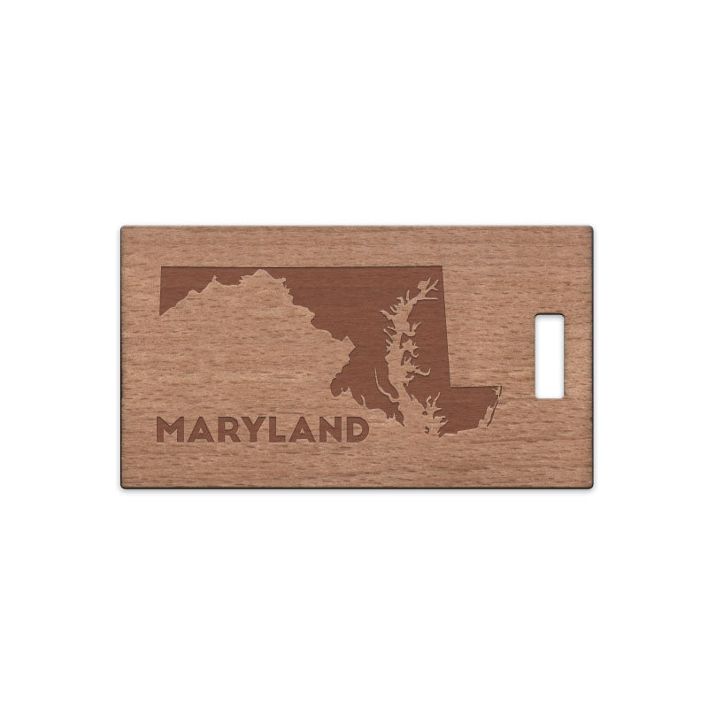 Maryland w/ Name Wooden Rectangle Tag
