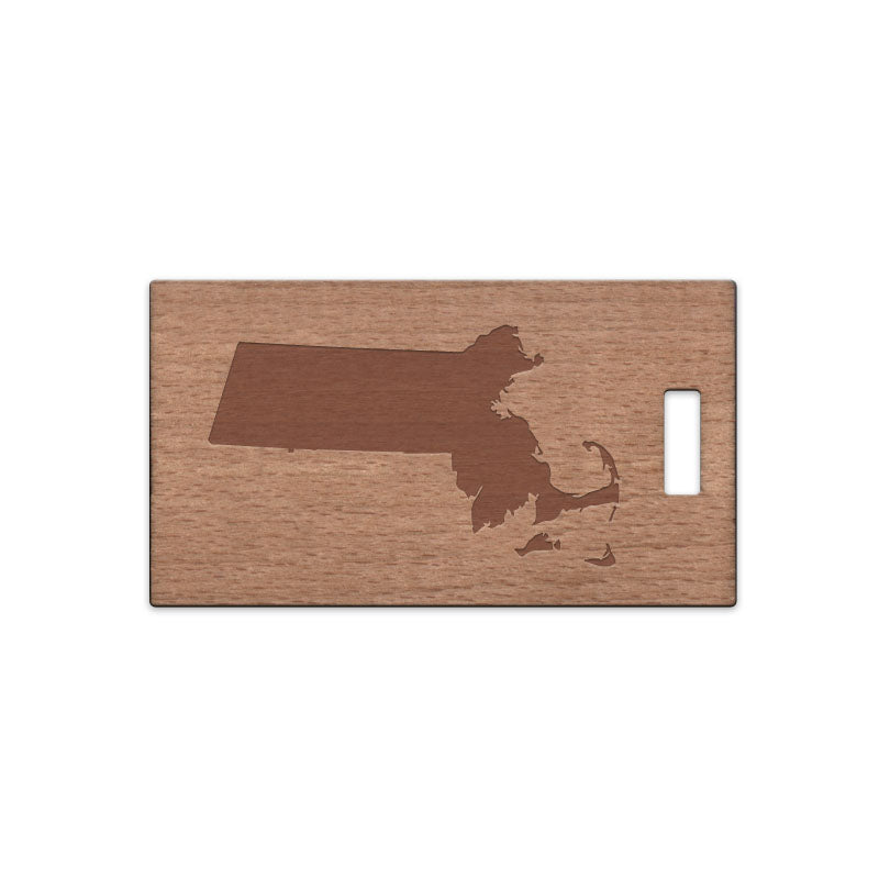 Massachusetts Wooden Rectangle Tag