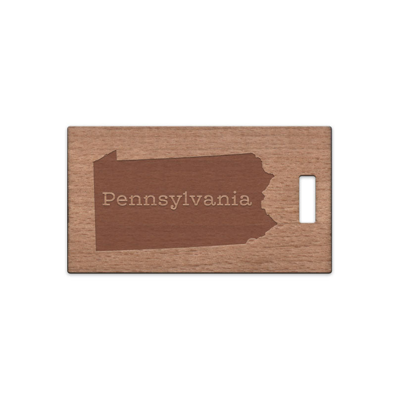Pennsylvania w/ Name Wooden Rectangle Tag