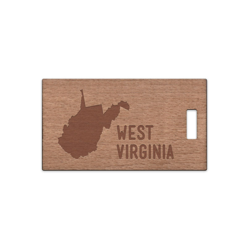 West Virginia w/ Name Wooden Rectangle Tag