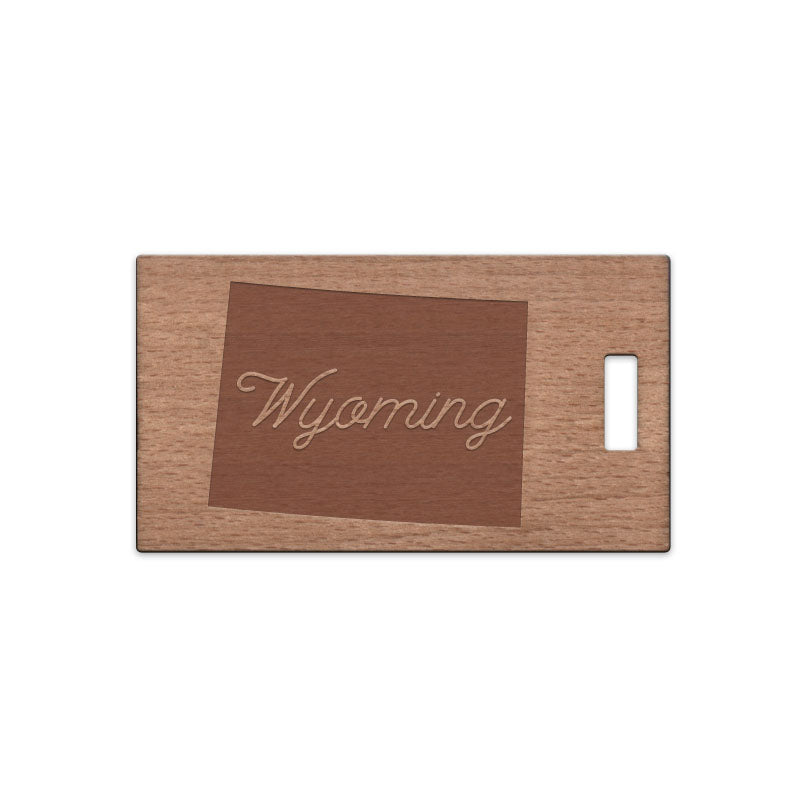 Wyoming w/ Name Wooden Rectangle Tag